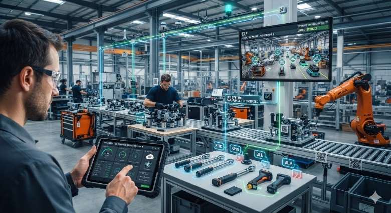 RFID and BLE asset tracking dashboard in a manufacturing facility